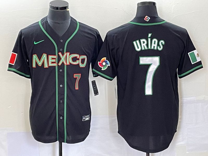 Men 2023 World Cub Mexico #7 Urias Black white Nike MLB Jersey23->more jerseys->MLB Jersey